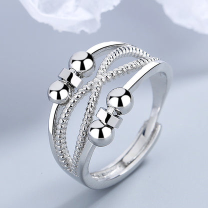 Rotatable Double-Layer Hollow Anxiety Relief Ring – Open Design for Women