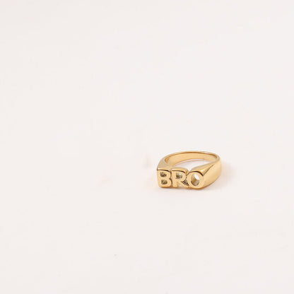 18K Gold Plated Letter Seal Titanium Steel Ring – Fashion Jewelry
