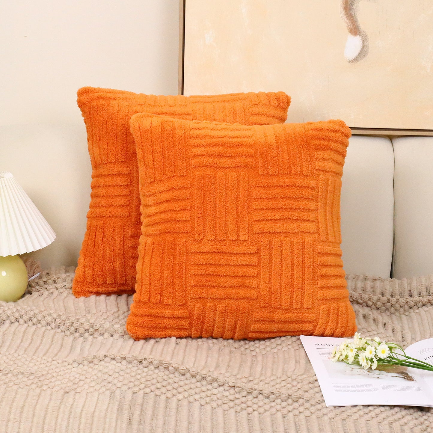 Woven Plush Pillowcase – Soft Textured Cushion Cover for Sofa & Bedroom Decor