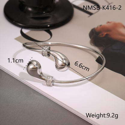18K Gold-Plated Stainless Steel Opening Bracelet – Geometric INS Fashion Jewelry for Women