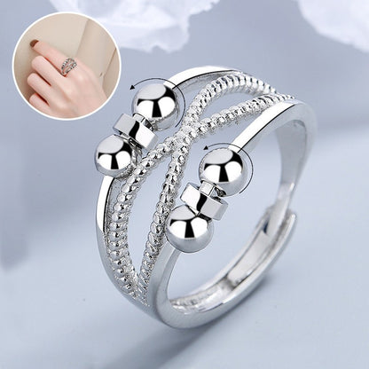 Rotatable Double-Layer Hollow Anxiety Relief Ring – Open Design for Women