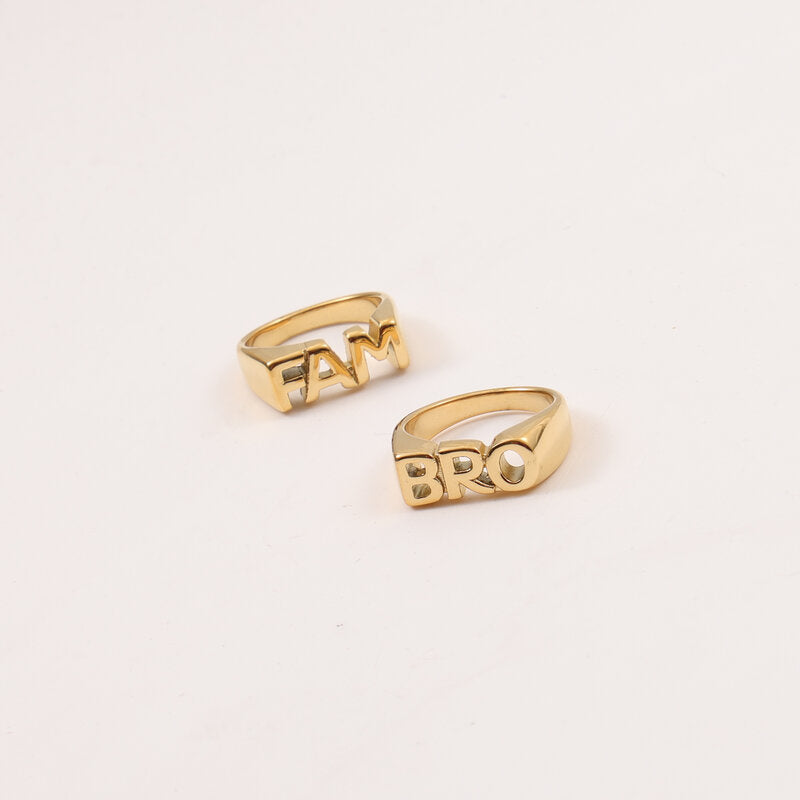 18K Gold Plated Letter Seal Titanium Steel Ring – Fashion Jewelry