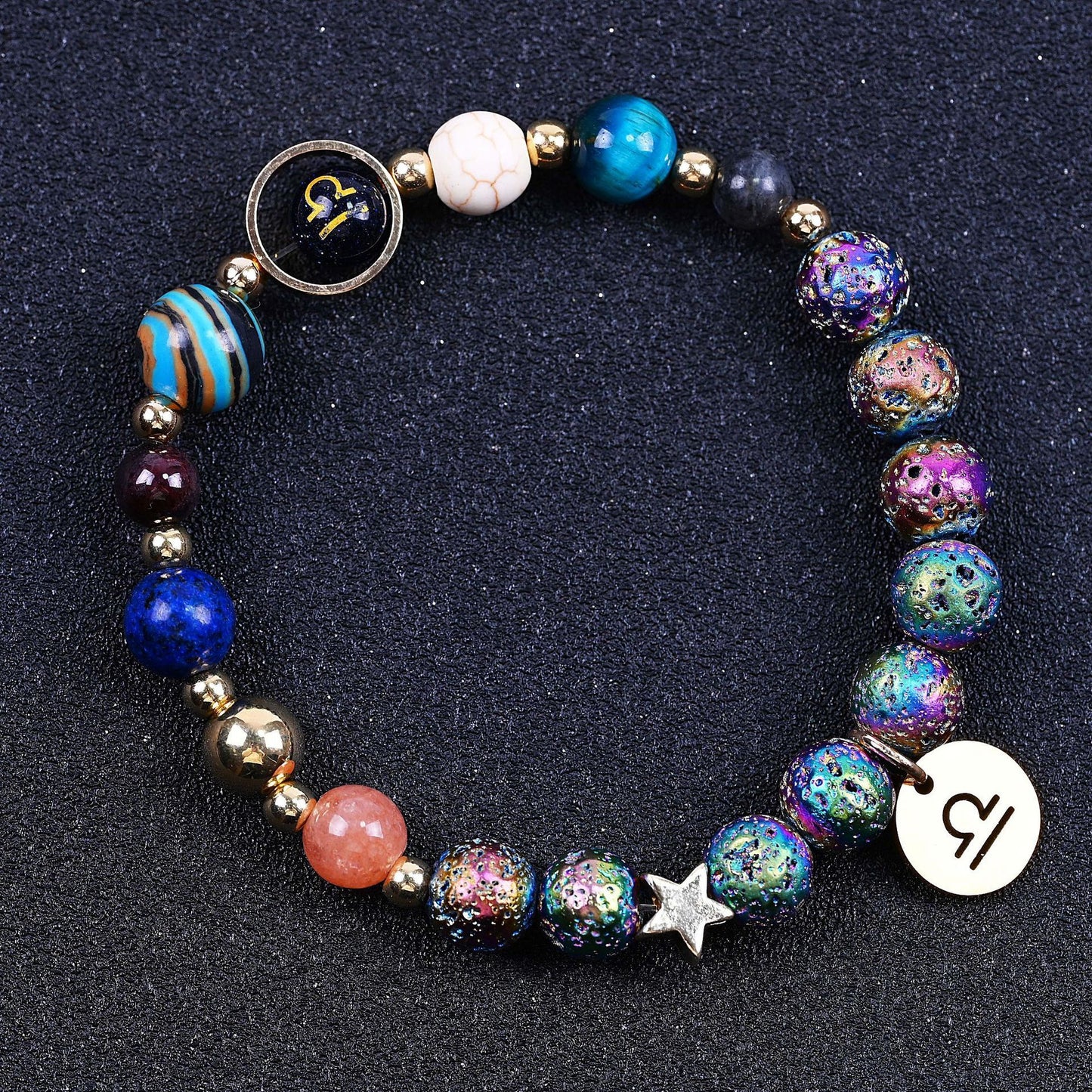 Zodiac Constellation Volcanic Rock Bracelet – Natural Stone Beads for All 12 Signs