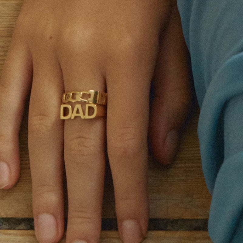18K Gold Plated Letter Seal Titanium Steel Ring – Fashion Jewelry