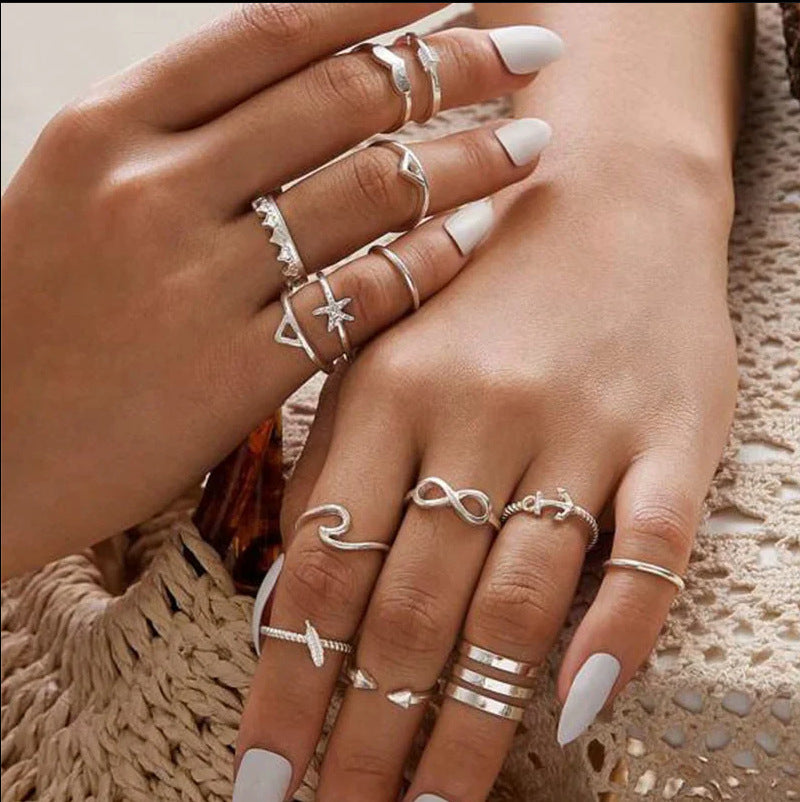 Silver Combination Ring Set – Stackable Fashion Jewelry for Women