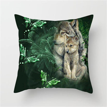 3D Fluorescent Wolf Polyester Pillowcase – Home Decoration Cushion Cover (No Pillow Core)