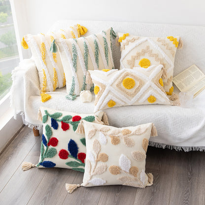 Bohemian Geometric Tufted Pillowcase – Decorative Cushion Cover for Sofa & Home Decor