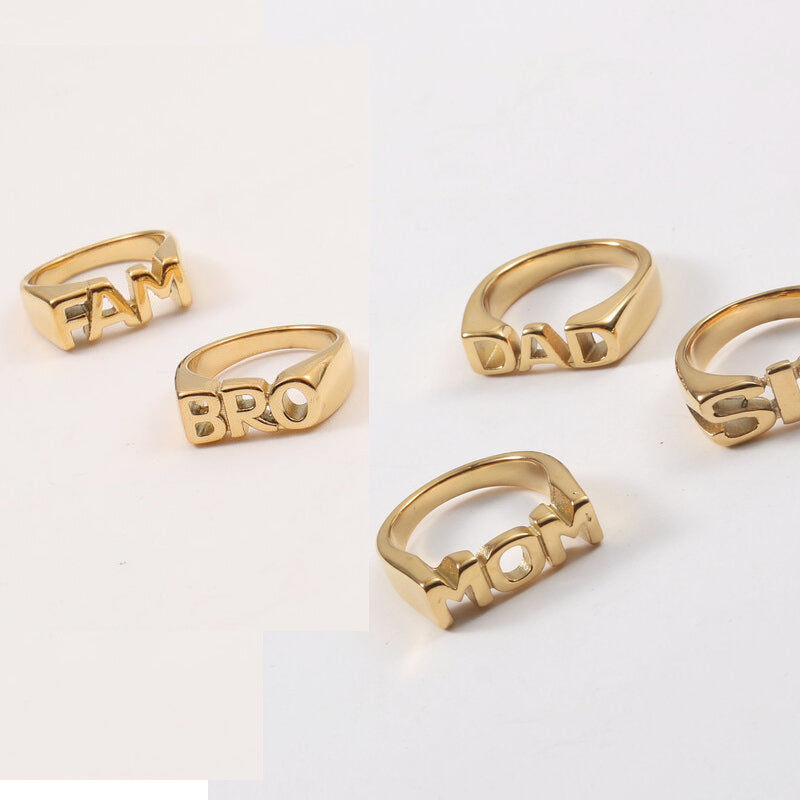 18K Gold Plated Letter Seal Titanium Steel Ring – Fashion Jewelry