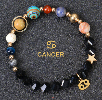Eight Planets Zodiac Bracelet – Frosted Natural Stone Beads for All 12 Signs