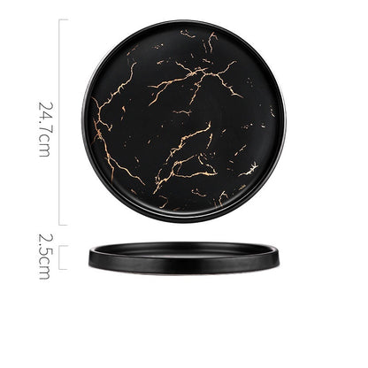 Nordic Style Marble Ceramic Plate – Household Elegant Dining Dish
