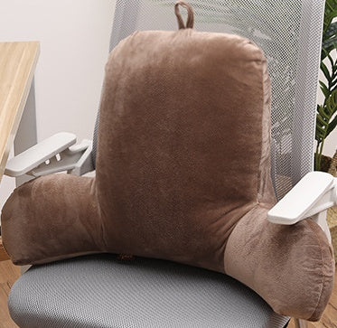 PP Cotton Plush Back Pillow with Armrests 55x35x20cm – Lumbar Support Cushion for Bed, Sofa, Car & Office