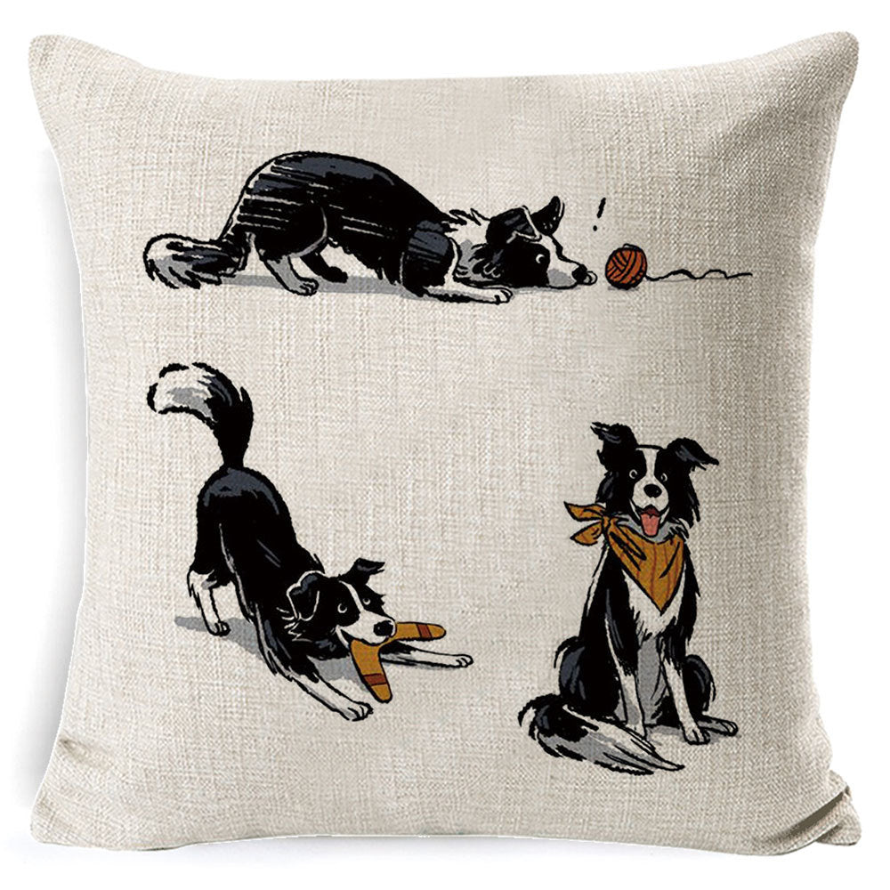 Vintage Dog Print Cotton Pillow Case 45x45CM – Cute Cushion Cover for Sofa & Home
