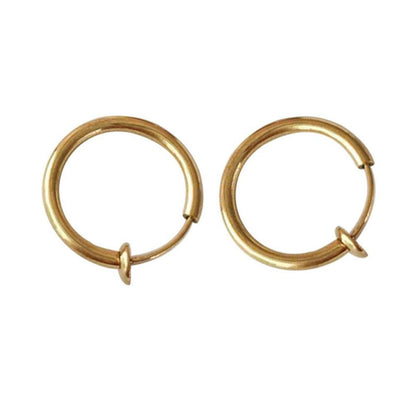 Titanium Steel No-Piercing Ear Clip – Gold & Silver Hoop Earrings for Women