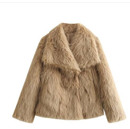 Women's Winter Plush Coat – Warm Fluffy Lapel Jacket