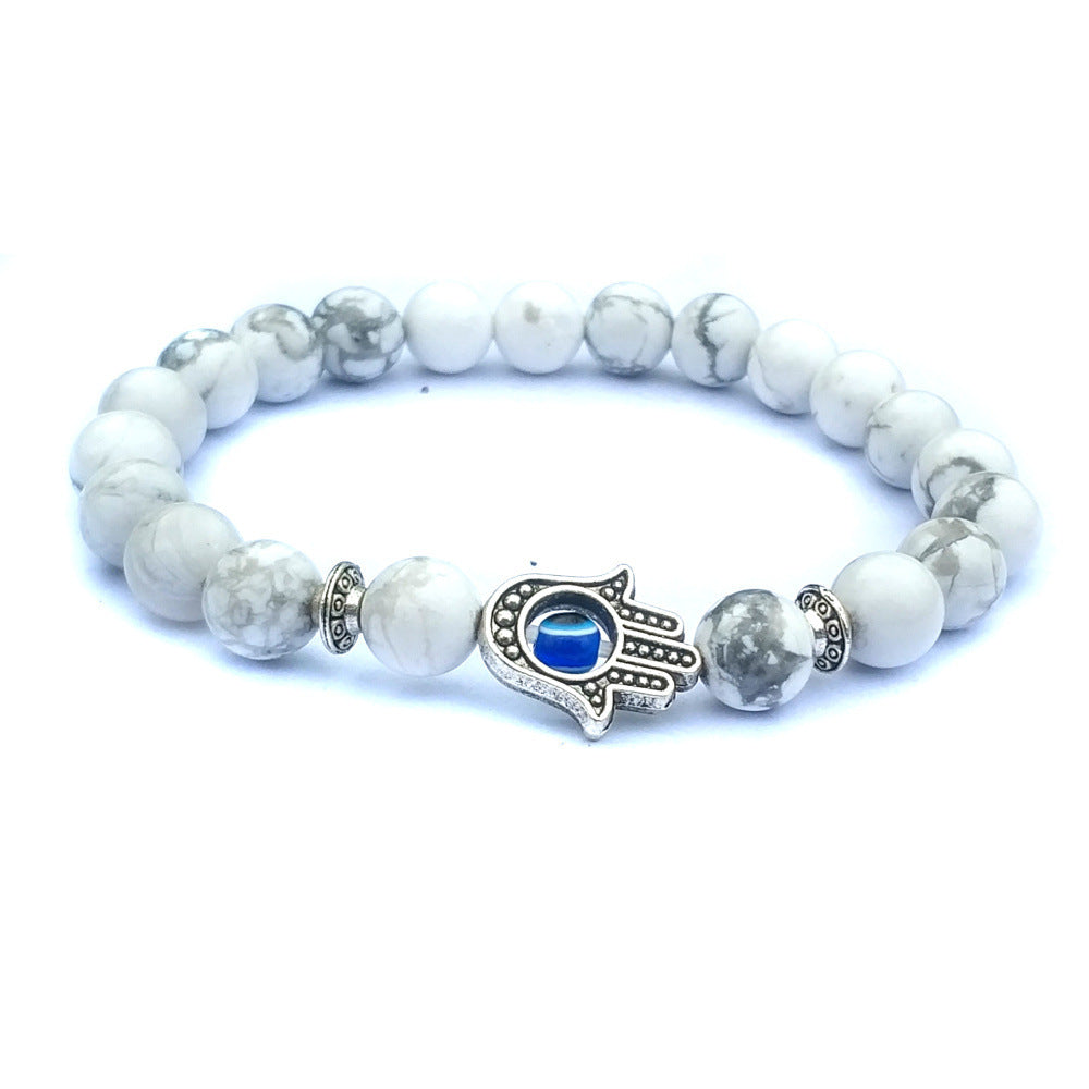 Evil Eye Natural Stone Bracelet – Handmade Electroplated Bead Bracelet