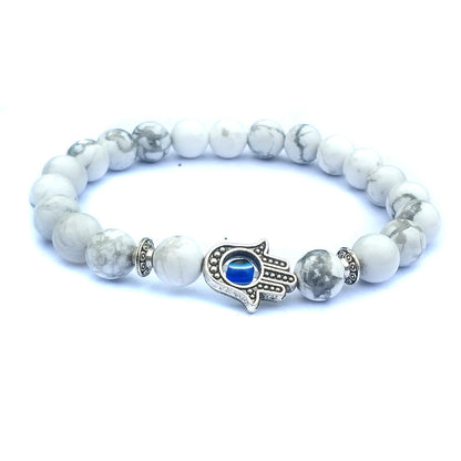 Evil Eye Natural Stone Bracelet – Handmade Electroplated Bead Bracelet