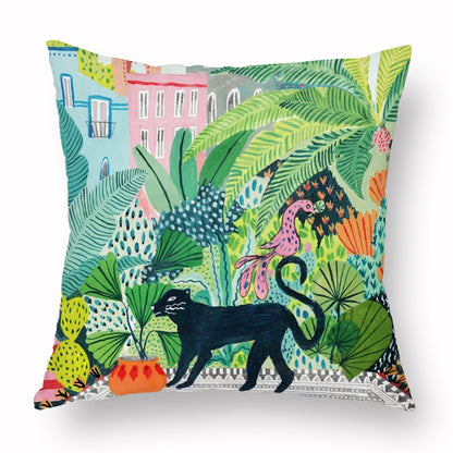 Green Peach Skin Cartoon Whale Cushion Cover – Cute Animal Print Pillow Case for Kids & Home