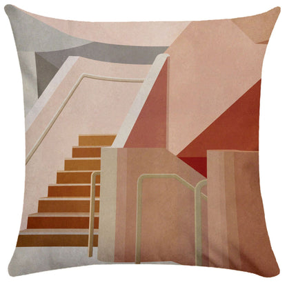Geometric Building Print Pillowcase – Architectural Decorative Cushion Cover for Sofa & Home