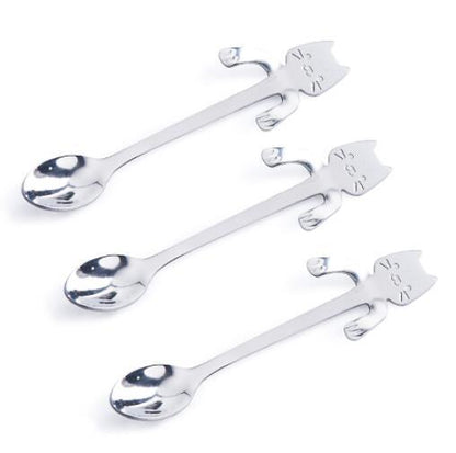 304 Stainless Steel Cartoon Cat Handle Coffee Spoon – Cute Hanging Teaspoon