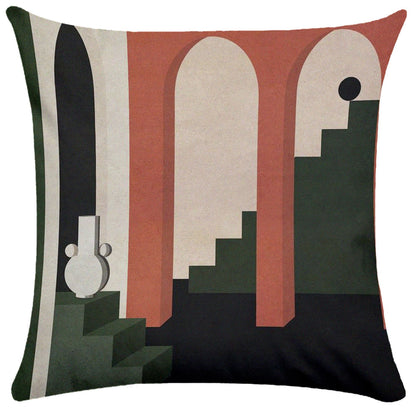 Geometric Building Print Pillowcase – Architectural Decorative Cushion Cover for Sofa & Home