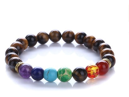 Chakra Energy Yoga Bracelet – Colorful Natural Stone Beads 8mm