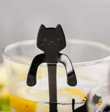 304 Stainless Steel Cartoon Cat Handle Coffee Spoon – Cute Hanging Teaspoon