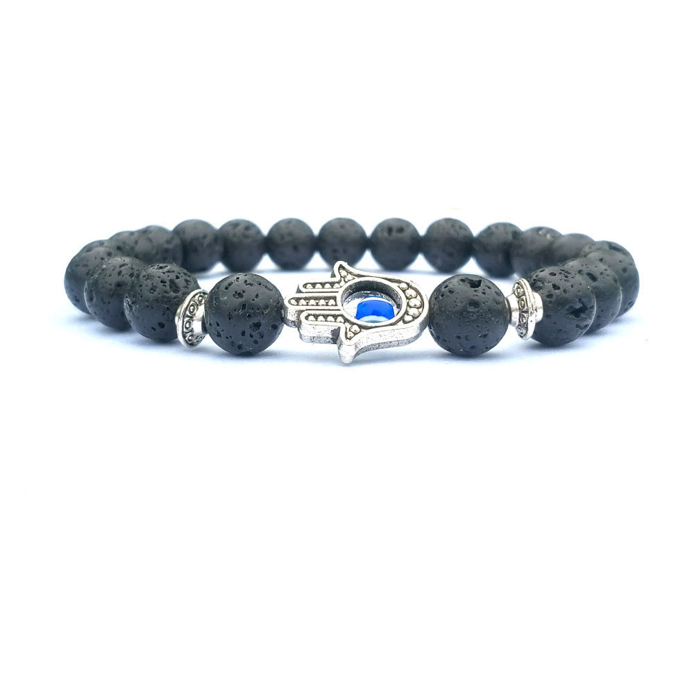 Evil Eye Natural Stone Bracelet – Handmade Electroplated Bead Bracelet