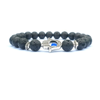 Evil Eye Natural Stone Bracelet – Handmade Electroplated Bead Bracelet