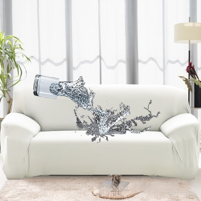 Solid Color Elastic Waterproof Sofa Cover – All-Inclusive Milk Silk Stretch Slipcover