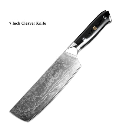 Japanese Damascus Steel Kitchen Knife Set – Chef, Santoku, Fruit & Utility Knives