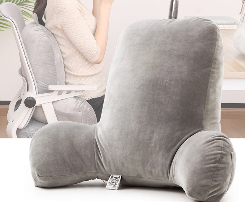 PP Cotton Plush Back Pillow with Armrests 55x35x20cm – Lumbar Support Cushion for Bed, Sofa, Car & Office