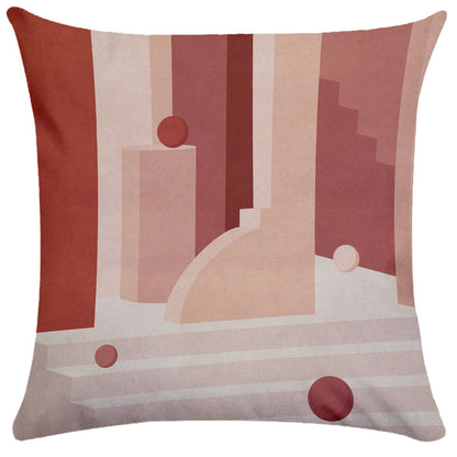Geometric Building Print Pillowcase – Architectural Decorative Cushion Cover for Sofa & Home
