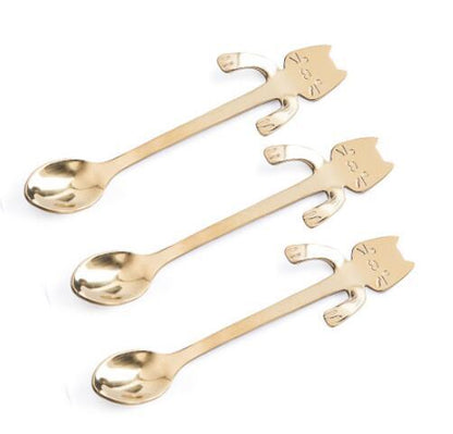304 Stainless Steel Cartoon Cat Handle Coffee Spoon – Cute Hanging Teaspoon