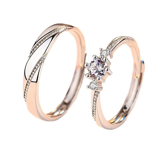 925 Sterling Silver Couple Wedding Ring – Pair Ring for Women