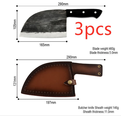 Hand-Forged High Hardness Chopping Knife – Professional Kitchen Cleaver with Sheath