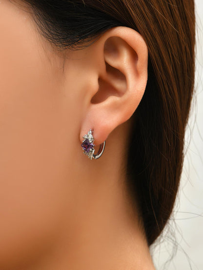 Square Zircon Copper Earrings – Korean Geometric Jewelry for Women