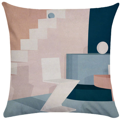 Geometric Building Print Pillowcase – Architectural Decorative Cushion Cover for Sofa & Home