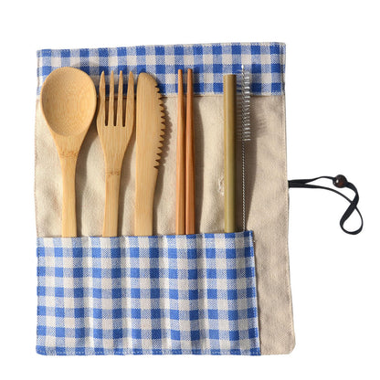 Portable Bamboo Tableware Set – 6-Piece Eco-Friendly Cutlery for Travel & Outdoor