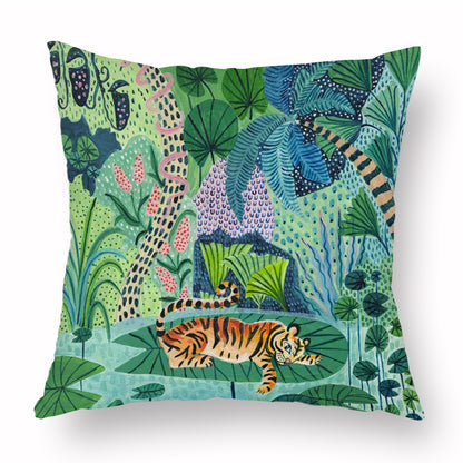 Green Peach Skin Cartoon Whale Cushion Cover – Cute Animal Print Pillow Case for Kids & Home