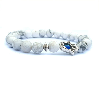 Evil Eye Natural Stone Bracelet – Handmade Electroplated Bead Bracelet