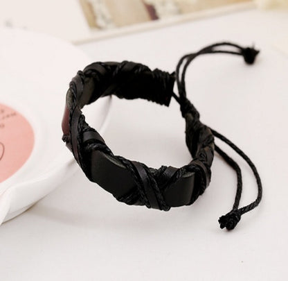 Nordic Leather & Hemp Rope Bracelet – Vintage Punk Style for Men & Women