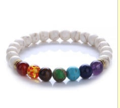 Chakra Energy Yoga Bracelet – Colorful Natural Stone Beads 8mm