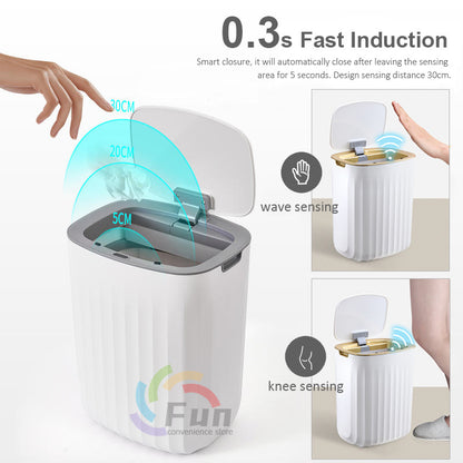 Smart Sensor Trash Can with Lid – Auto Open, UV Sterilization & Odor Control