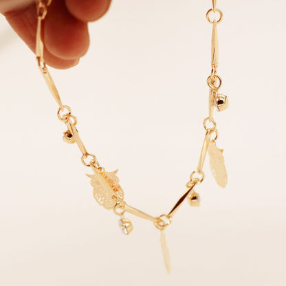 Golden Owl Tassel Bracelet – Ethnic Style Alloy Jewelry for Women