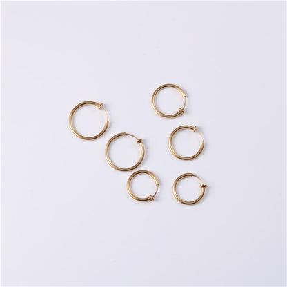 Titanium Steel No-Piercing Ear Clip – Gold & Silver Hoop Earrings for Women