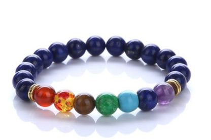 Chakra Energy Yoga Bracelet – Colorful Natural Stone Beads 8mm