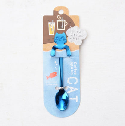 304 Stainless Steel Cartoon Cat Handle Coffee Spoon – Cute Hanging Teaspoon