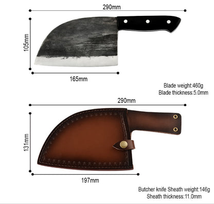Hand-Forged High Hardness Chopping Knife – Professional Kitchen Cleaver with Sheath