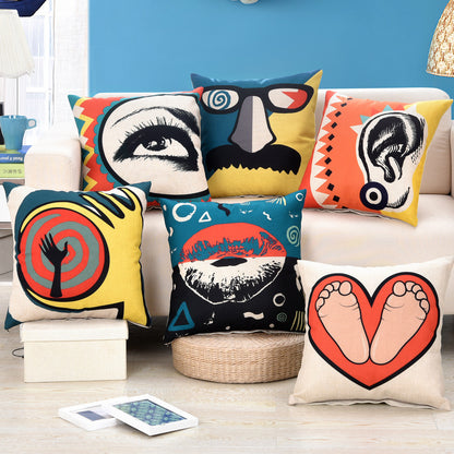 American Abstract Art Pillowcase – Modern Decorative Cushion Cover for Sofa & Living Room