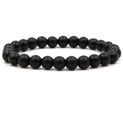 Malachite & Frosted Stone Elastic Bracelet – Natural Green Bead Jewelry for Women & Men